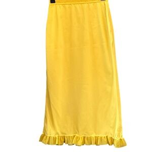 Vintage Her Majesty Hand Dyed Half Slip Ruffle Lace Cottagecore Retro Yellow